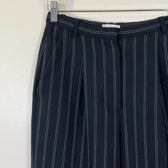 Aritzia Wilfred Talin Black White Striped Crepe Wide Leg Cropped Pants - Picture 6 of 16